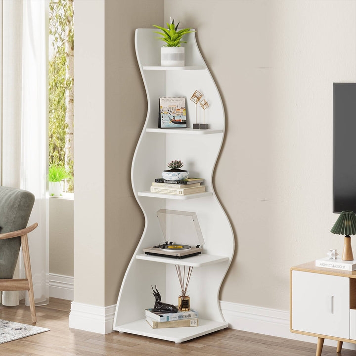 Corner Shelf in White with Modern Wavy Silhouette