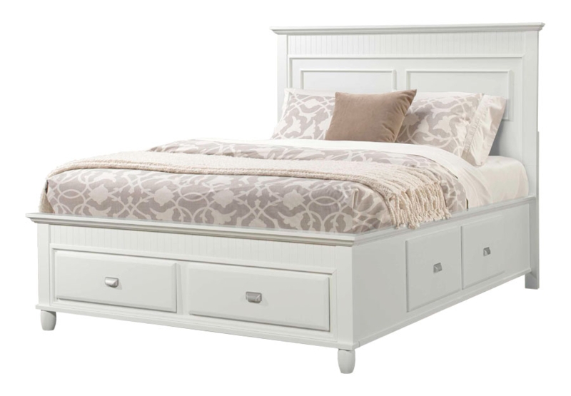 Cottage Storage Bed Beadboard Headboard Bun Feet Cup Pulls