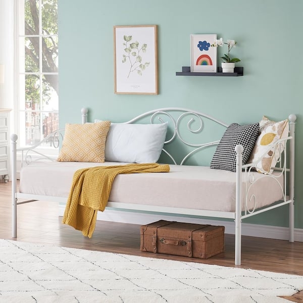 Cottage Style Daybed Frame with Finial Posts and Scrolls