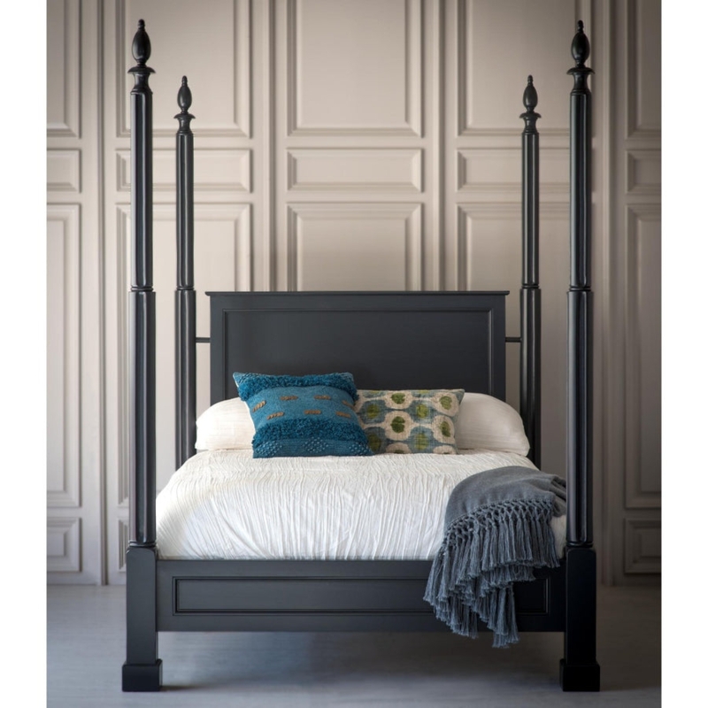 Cottage Style Four Poster Bed with Tall Turned Posts and Finials