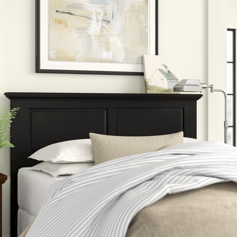 Cottage Style Headboard in Deep Ebony Finish with Paneled Design