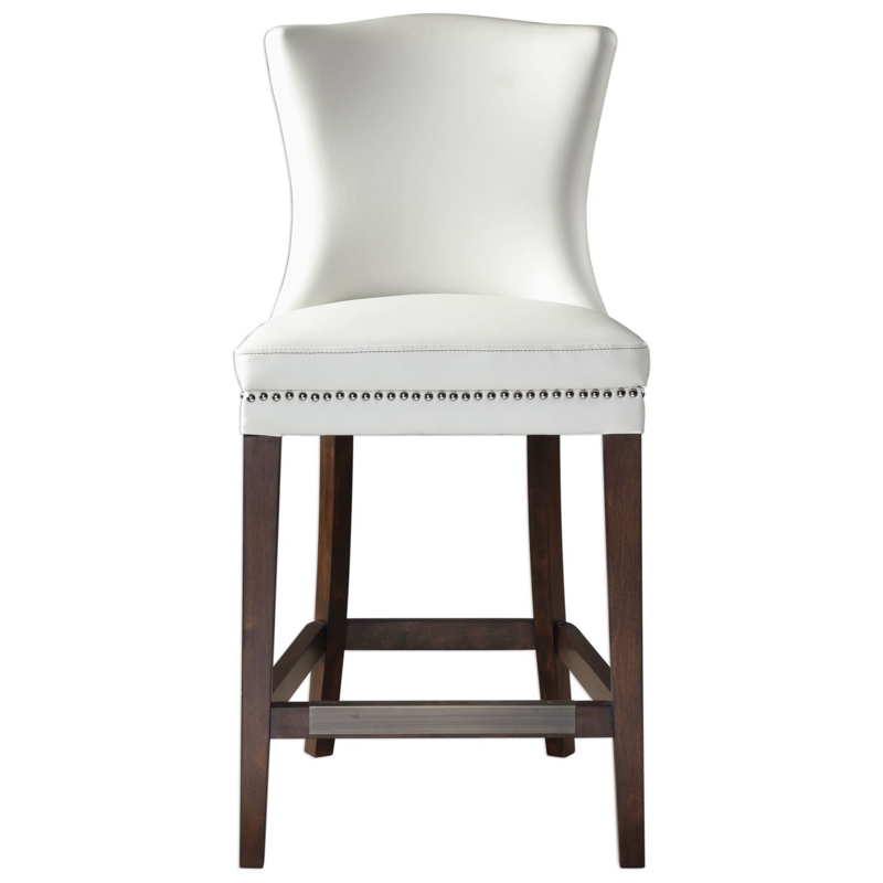 Counter Stool with Elegant Wingback Silhouette and Metal Kickplate