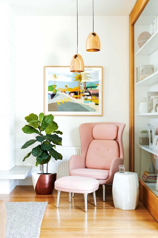 Cozy Armchair and Matching Ottoman Set with Wood Legs