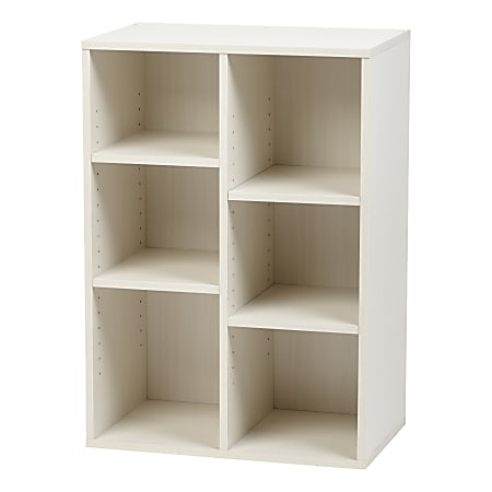 Cube Bookcase Off-White Adjustable Shelves 6-Cube Vertical Organizer