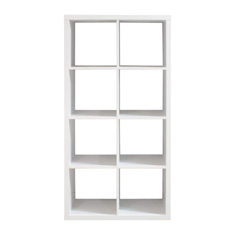Cube Organizer White 8-Cube Grid Layout Open Back Shelving Unit