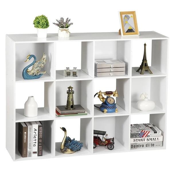 Cube Storage Organizer 12-Cube Symmetrical Grid Open Back Matte