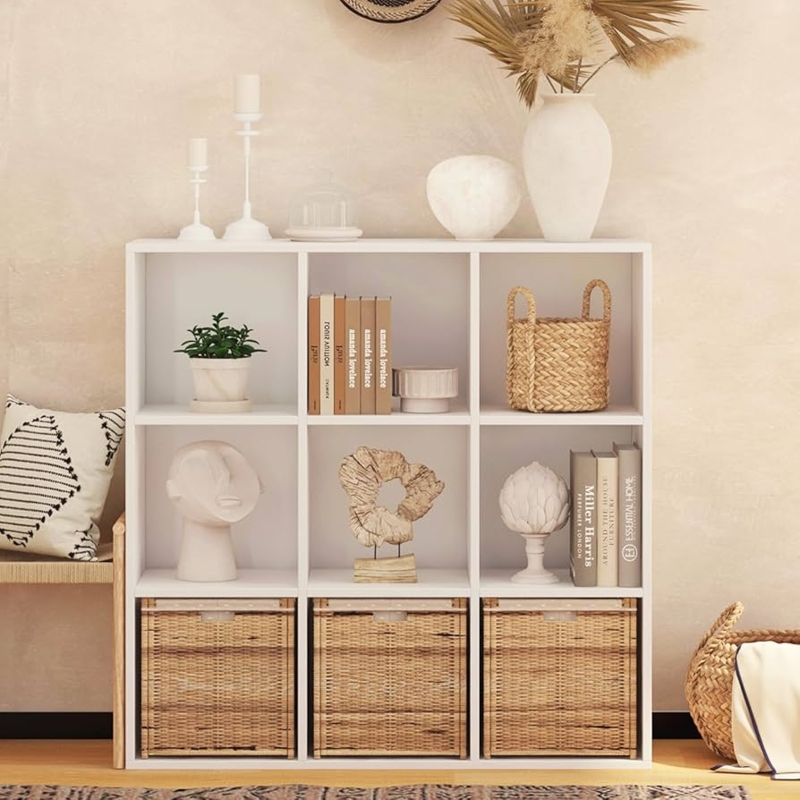 Cube Storage Organizer 3x3 Grid Closed Back Matte Organic Modern