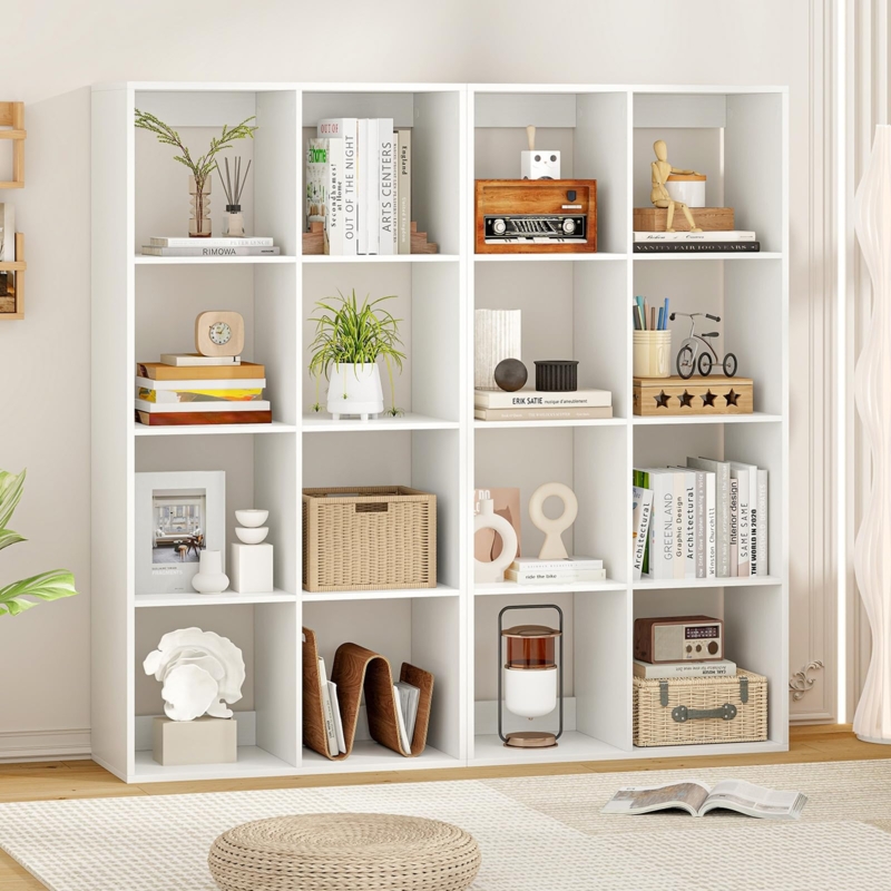 Cube Storage Organizer Large 16-Cube White Modular Open Back