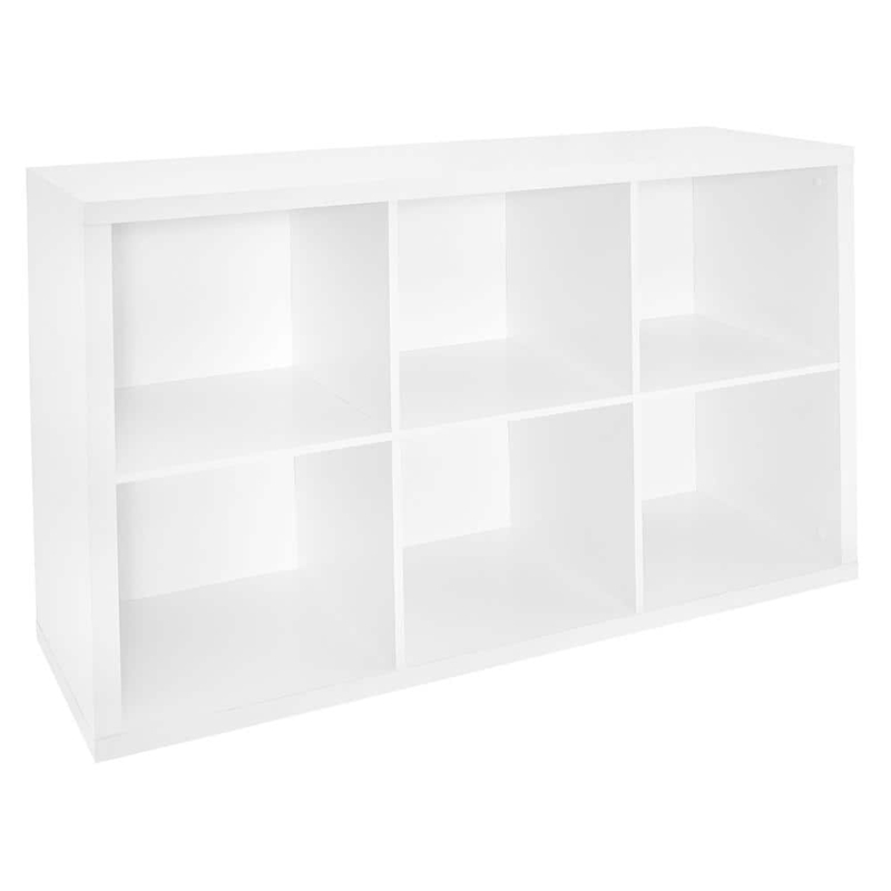 Cube Storage Organizer White 6-Cube Symmetrical Grid Open Back