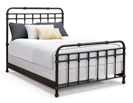 Dark Bronze Iron Spindle Bed Frame with Matching Footboard