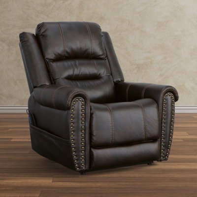 Dark Brown Faux Leather Recliner with Contrast Stitching