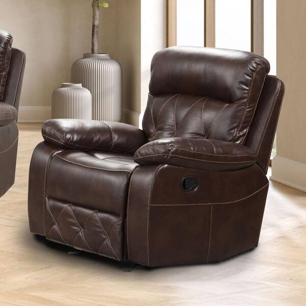 Dark Brown Glider Recliner with Diamond Quilted Footrest