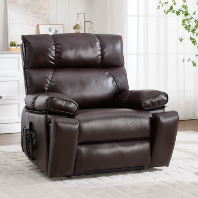 Dark Brown Leather-Like Oversized Power Lift Recliner Chair
