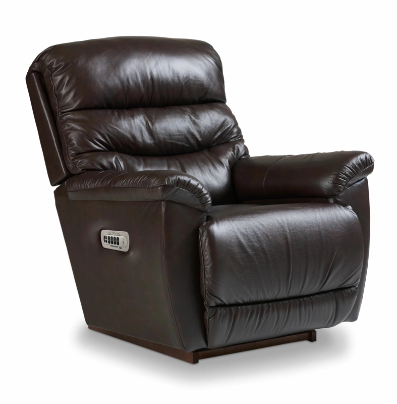 Dark Brown Power Recliner with Tiered Backrest and Leather-Like Finish
