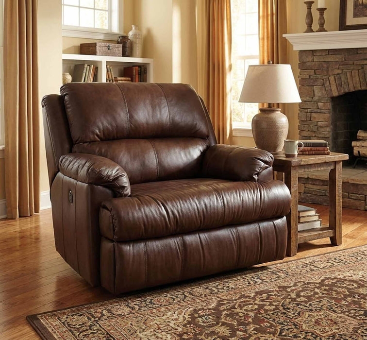 Dark Brown Power Recliner with Tiered Backrest