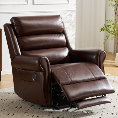 Dark Chocolate Power Lift Recliner with Rolled Arms