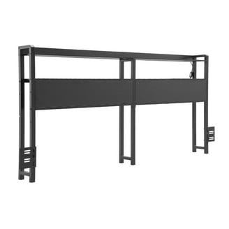 Dark Grey Open-Frame Storage Headboard with USB Charging Ports