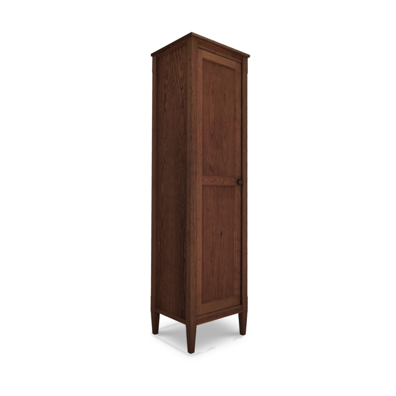 Dark Walnut Narrow Cabinet with Tapered Legs, Shaker Style Storage