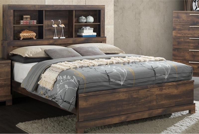 Dark Wood Bookcase Bed with High Footboard Silhouette