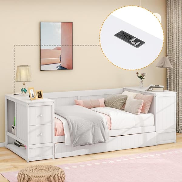 Daybed with Integrated Charging Station, Side Storage and USB Ports