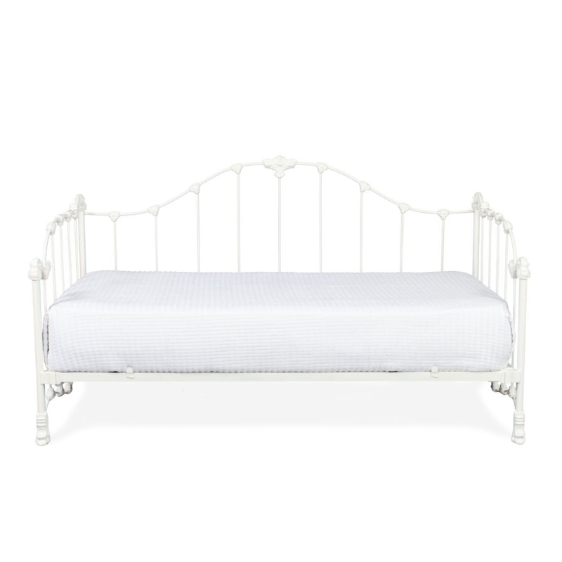 Daybed with Medallion Accents, Arched Iron Frame, Traditional Twin Style