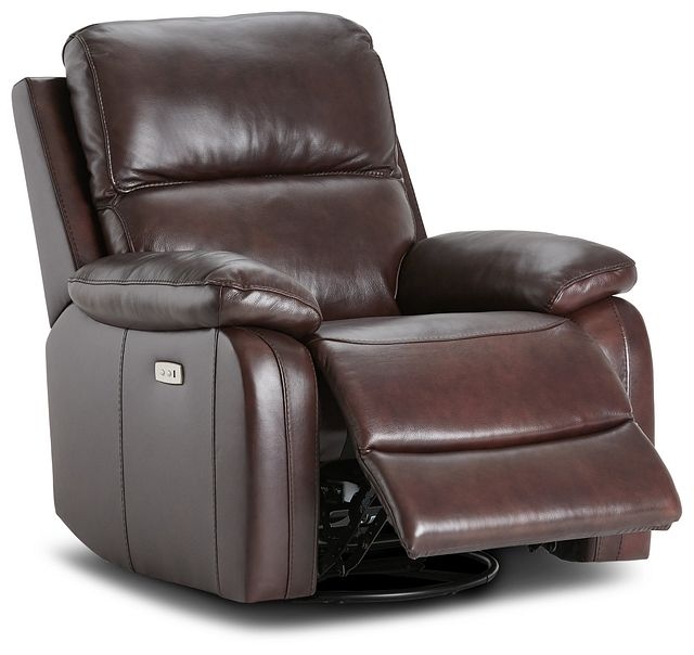 Deep Chocolate Power Swivel Recliner Pillow Top Arms