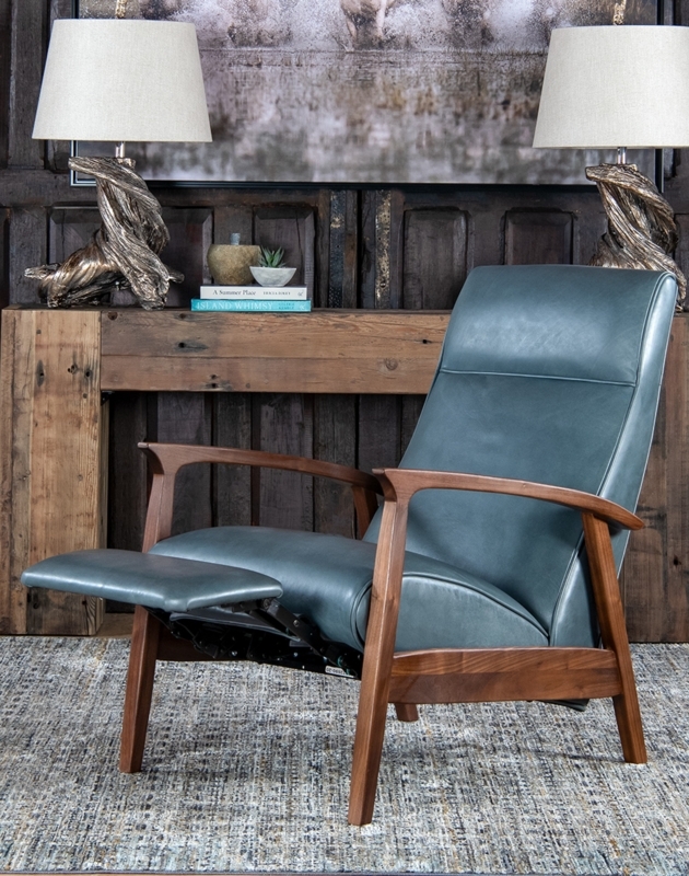 Denali Sky Full Grain Leather Recliner - Slate Blue, Modern Rustic | Adobe  Interiors