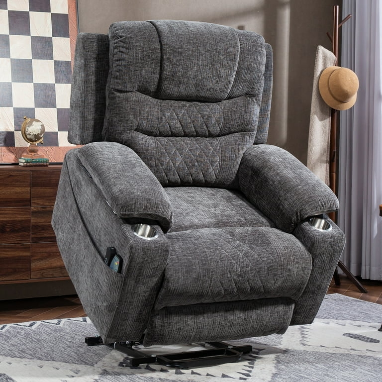 Diamond Quilted Power Lift Recliner, Charcoal Gray