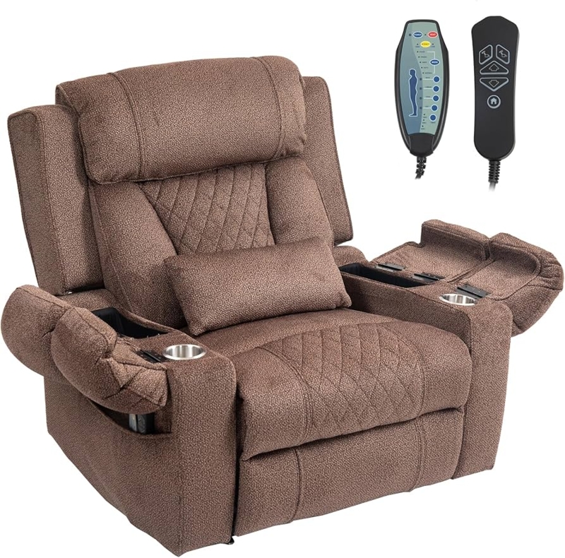 Diamond Quilted Power Lift Recliner with Armrest Storage