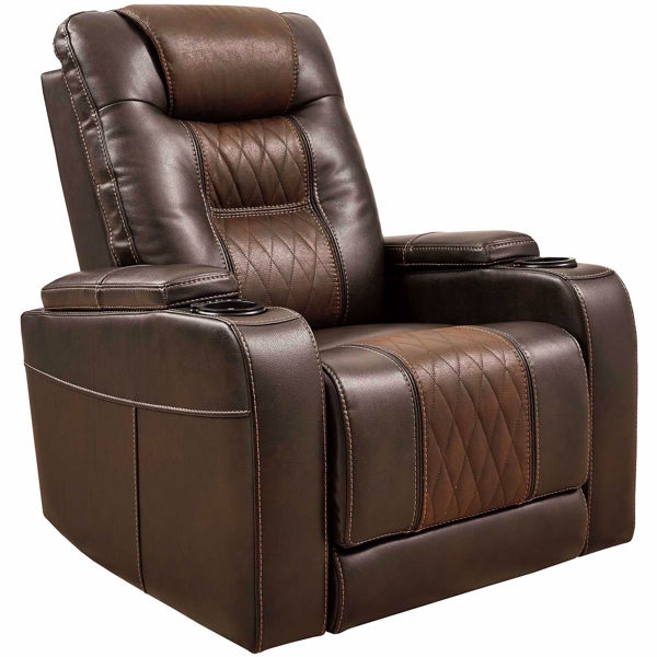 Diamond Quilted Power Recliner with Cup Holders, Luxury Home Cinema