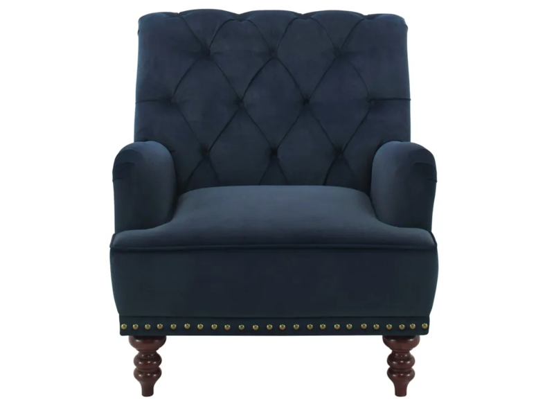 Diamond Tufted Accent Chair with Rolled Arms and Nailhead Trim