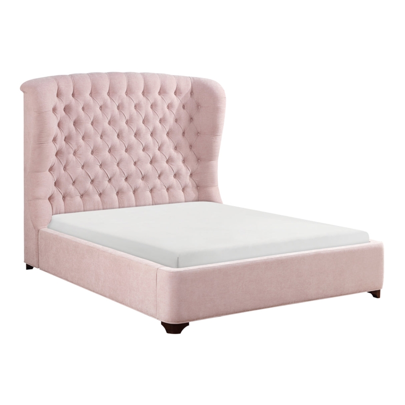Diamond Tufted Headboard Bed with Low Profile Wingback Frame