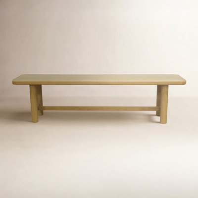 Dining Bench Backless Compact Silhouette Blonde Wood Legs Gray