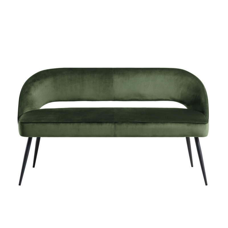 Dining Bench with Horizontal Cutout Backrest & Tapered Legs
