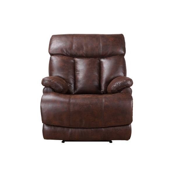 Distressed Brown Recliner Chair Overstuffed Triple Pillow Back Manual