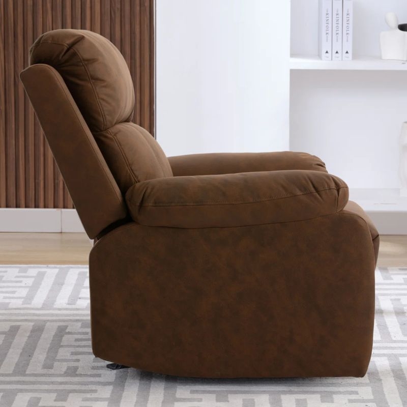 Distressed Faux Leather Manual Recliner with Plush Segmented Backrest