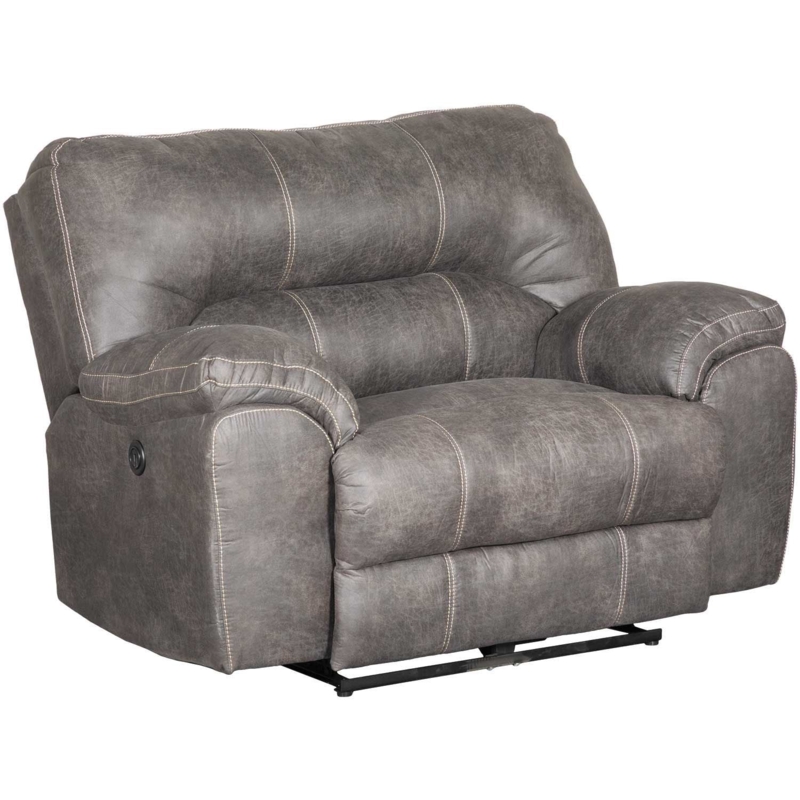 Distressed Finish Power Cuddler Recliner with Contrast Stitching
