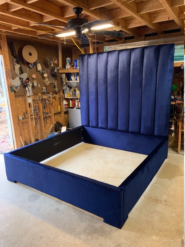 Dramatic Velvet Bed with Extra Tall Channel Tufted Headboard