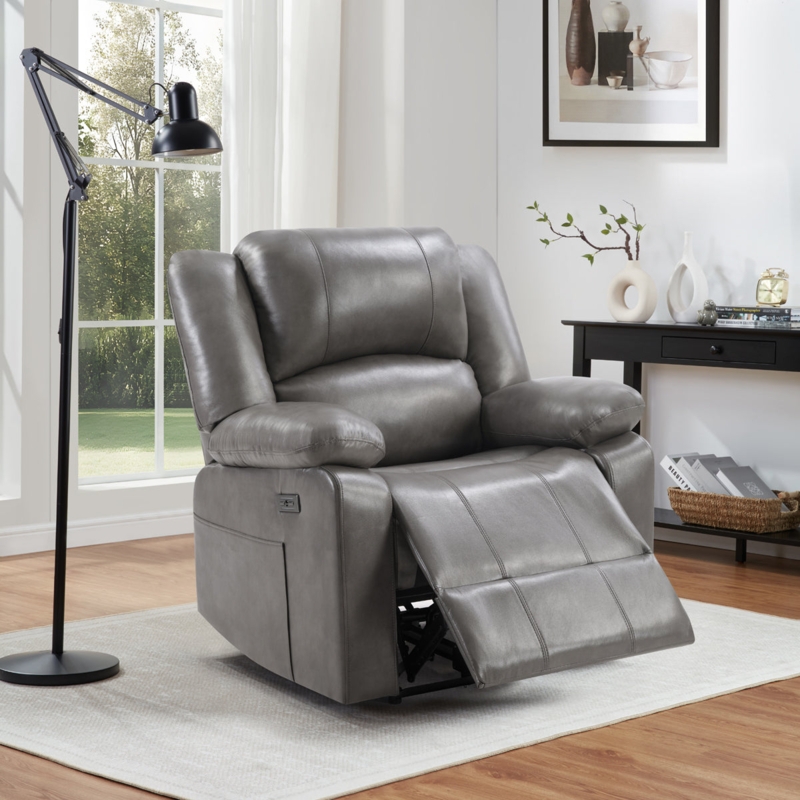 Dual Power Recliner Leather-Like with Extended Power Footrest