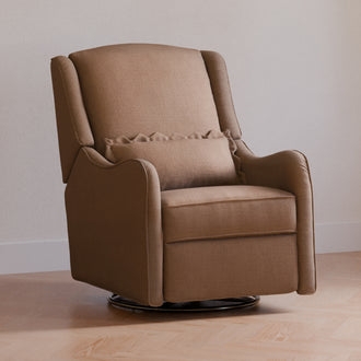 Earthy Brown Wingback Nursery Recliner with Swivel Base