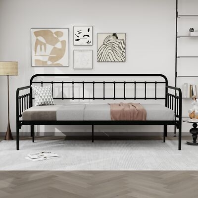 Effortless Style: Single Bed Frame in Japanese Black Metal for Twin Size |  eBay