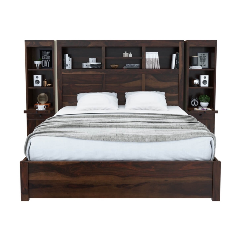 El Centro King, Queen, Full Size Platform Bed with Bookcase Headboard |  Sierra Living Concepts