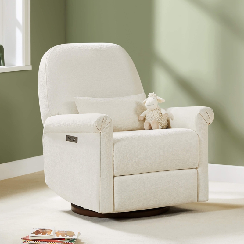 Electronic Swivel Glider Nursery Chair with Boucle Texture
