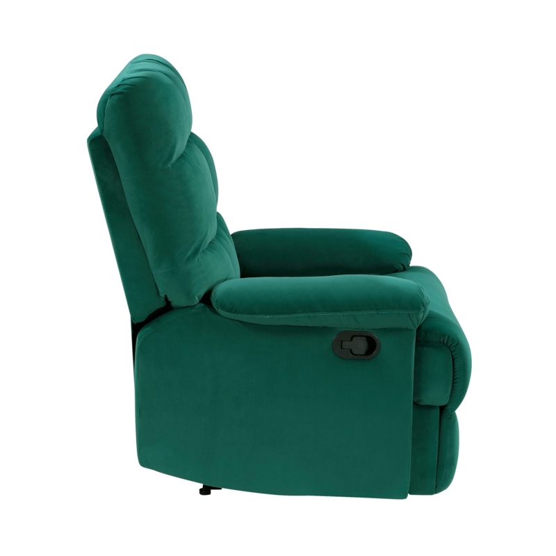 Emerald Green Velvet Manual Recliner with Pillow Top Arms