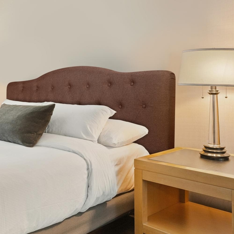 Espresso Brown Scalloped Headboard with Button Tufting