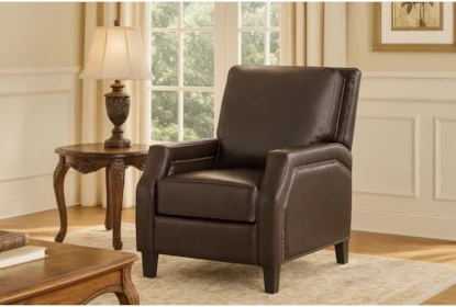Espresso Push Back Recliner with Square Arms and Nailheads