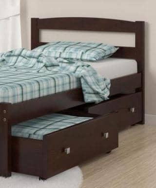 Espresso Twin Bed Frame with Arched Slat Headboard and Storage