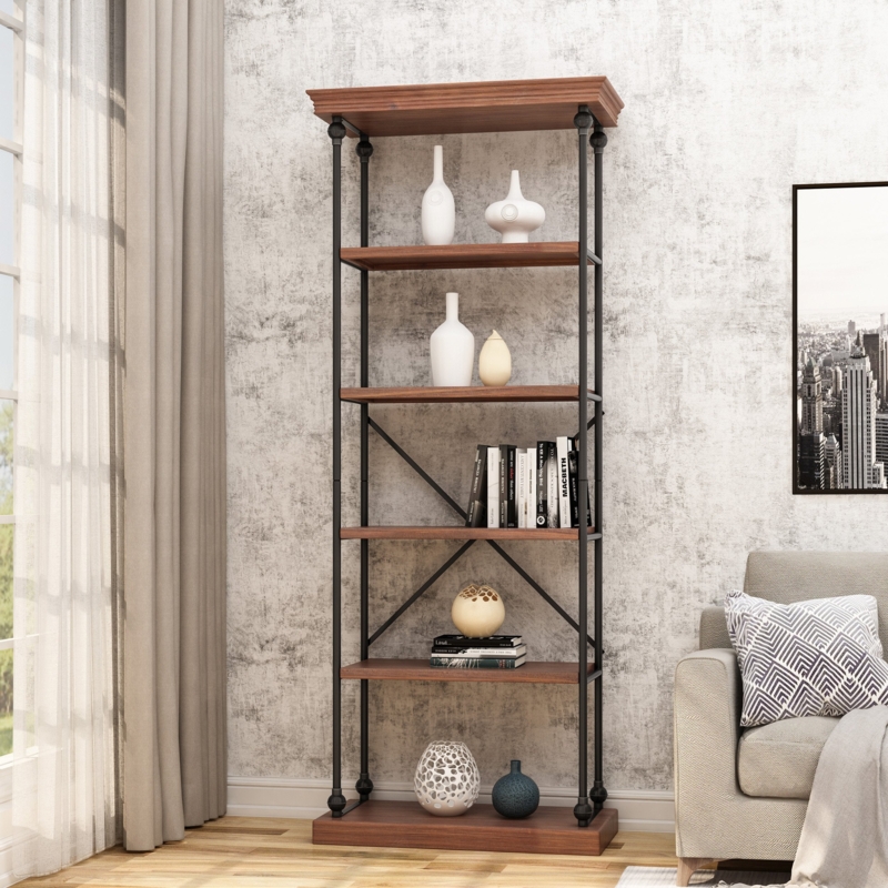 Etagere Bookcase featuring Decorative Orb Joints and Solid Base