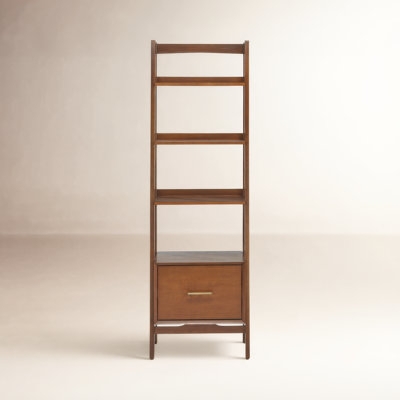 Etagere Bookcase Gold Metal Frame Open Back Design Narrow Modern