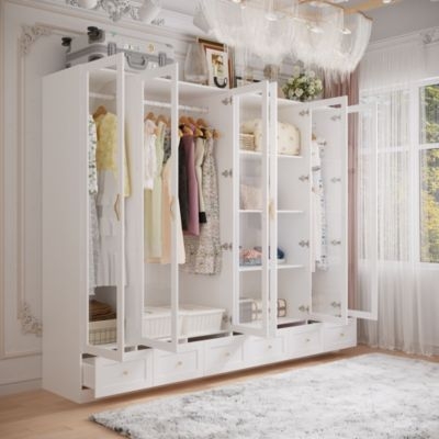 Extra Large Wardrobe, Glass Paneled Doors, Boutique Display Style.
